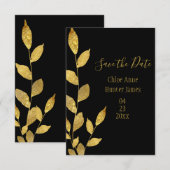 Gold Black Elegant Leaf Moderner Chic Save The Date (Vorne/Hinten)