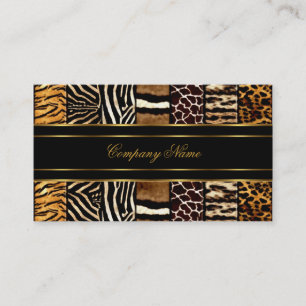 Gold Black Elegant Mixed Zebra Leopard Tiger Visitenkarte