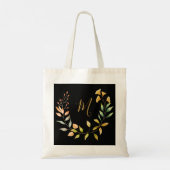 Gold Black Elegant Monogram Tragetasche (Rückseite)