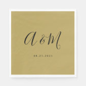 Gold Black Elegant Monogram Wedding Serviette (Vorderseite)