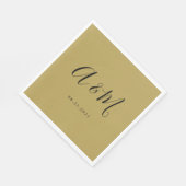Gold Black Elegant Monogram Wedding Serviette (Ecke)