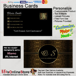Gold Black Elegant QR Code Business Card 18 Visitenkarte