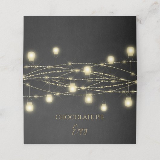 Gold Black Elegant Script Food Label Zent Platzkarte (Außenseite Aufgefaltet)