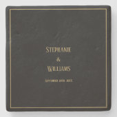 Gold Black Elegant Simple Name Wedding Geschenk Ge Steinuntersetzer (Vorderseite)