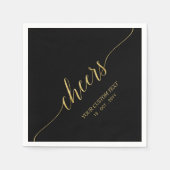 Gold & Black Elegant Stilvolle Letters Cheers Serviette (Vorderseite)