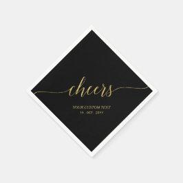 Gold & Black Elegant Stilvolle Letters Cheers Serviette