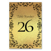 Gold Black Elegant Swirl Gotische Hochzeit Tischnummer (Vorderseite)