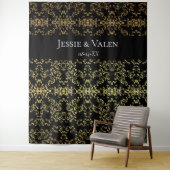 Gold Black Elegant Swirl Gotische Hochzeit Wandteppich (Beispiel)