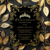 Gold Black Elegant Vintag Quinceanera Folieneinladung