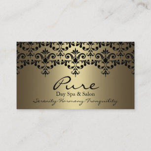 Gold & Black Elegante Damask Business Card Visitenkarte