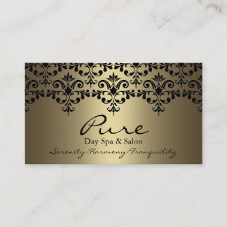Gold & Black Elegante Damask Business Card Visitenkarte