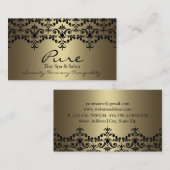Gold & Black Elegante Damask Business Card Visitenkarte (Vorne/Hinten)
