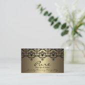 Gold & Black Elegante Damask Business Card Visitenkarte (Stehend Vorderseite)