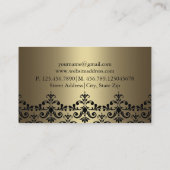 Gold & Black Elegante Damask Business Card Visitenkarte (Rückseite)