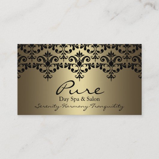 Gold & Black Elegante Damask Business Card Visitenkarte (Vorderseite)