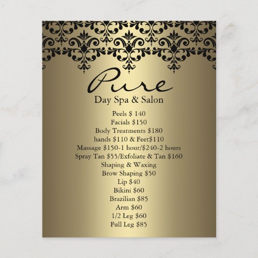 Gold & Black Elegante Damask Flyer (Vorne)