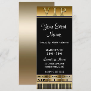 Gold & Black Elegante Dinnerparty-VIP-Ticket Einladung