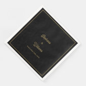 Gold Black Elegante Name Einfache Minimale Hochzei Serviette (Ecke)