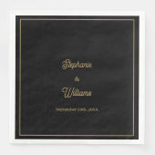 Gold Black Elegante Name Einfache Minimale Hochzei Serviette (Vorderseite)