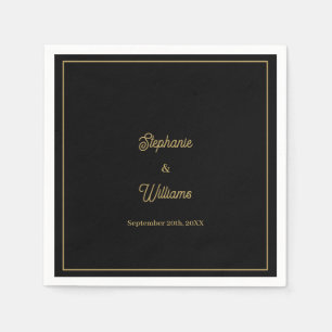 Gold Black Elegante Name Einfache Minimale Hochzei Serviette