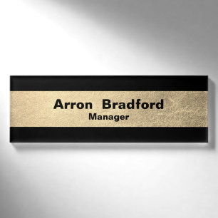 Gold Black Employee Staff Magnetic Name Tag Namenschild