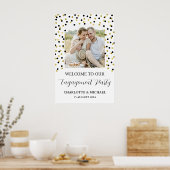 Gold Black Engagement Party Custom 20x30 Foto Poster (Küche)