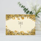 Gold & Black Exotic Dschungel Tischnummer Card (Stehend Vorderseite)
