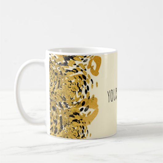 Gold & Black Exotic Jungle Cheetah Glam Creme Kaffeetasse (Links)