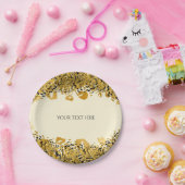 Gold & Black Exotic Jungle Cheetah Glam Creme Pappteller (Party)