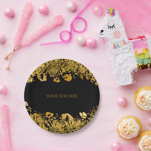 Gold & Black Exotic Jungle Cheetah Glam Party Pappteller (Party)