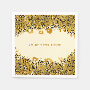 Gold & Black Exotische Dschungel Gepard Cream Serviette