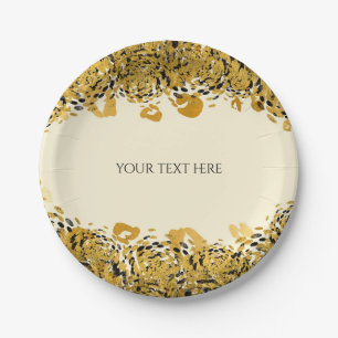 Gold & Black Exotischer Dschungel Gepard Glam Crem Pappteller