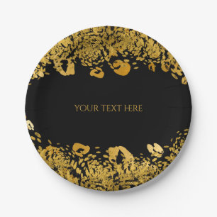 Gold & Black Exotischer Dschungel Gepard Glamour P Pappteller