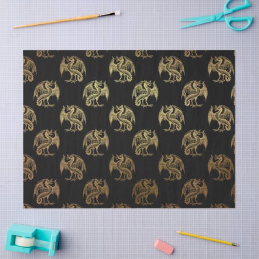 Gold Black Fantasy Dragon Party Seidenpapier (Basteln)