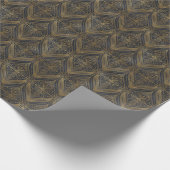 Gold Black Filigree Damask Geschenkpapier (Ecke)