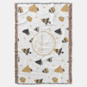 Gold Black First Christmas Tree Muster Custom Decke (Vorderseite Vertikal)