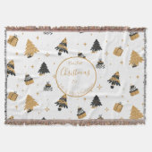 Gold Black First Christmas Tree Muster Custom Decke (Vorderseite)