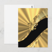 Gold & Black Fleur de lys Postkarte (Vorne/Hinten)