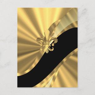 Gold & Black Fleur de lys Postkarte