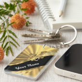 Gold & Black Fleur de lys Schlüsselanhänger (Vorderseite rechts)