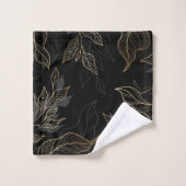 Gold Black Floral Badhandtuch Set (Waschlappen)