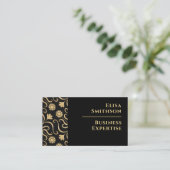 Gold & Black Floral Damask Klasse Elegantes Muster Visitenkarte (Stehend Vorderseite)