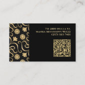 Gold & Black Floral Damask Klasse Elegantes Muster Visitenkarte (Rückseite)