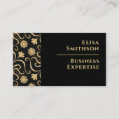 Gold & Black Floral Damask Klasse Elegantes Muster Visitenkarte (Vorderseite)