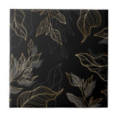 Gold Black Floral Fliese (Vorderseite)