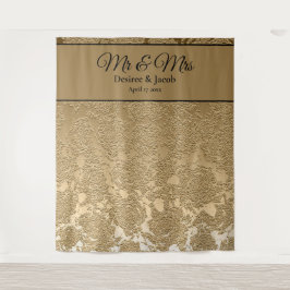 Gold Black Floral Foto Stand Hochzeitsvorhang Wandteppich
