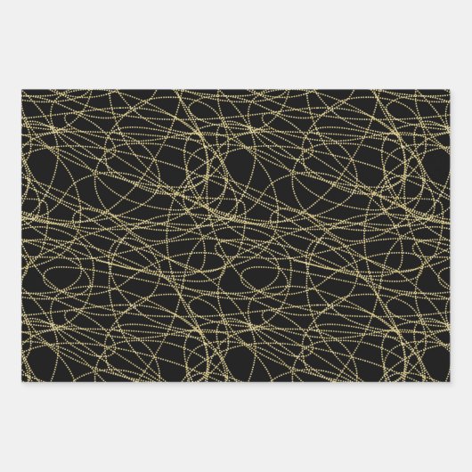 Gold Black Floral Lips Party Brautparty Geschenkpapier Set (Vorderseite 3)