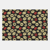Gold Black Floral Lips Party Brautparty Geschenkpapier Set (Vorderseite 2)