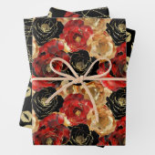 Gold Black Floral Lips Party Brautparty Geschenkpapier Set (Beispiel)