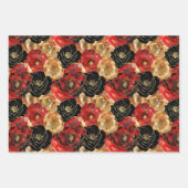 Gold Black Floral Lips Party Brautparty Geschenkpapier Set (Vorderseite)